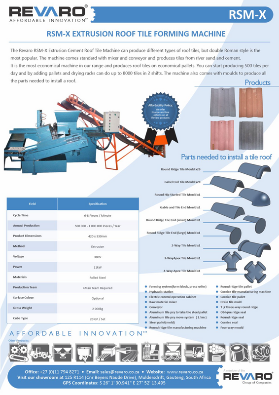 Roof tile machine by Revaro up to 3000 per day