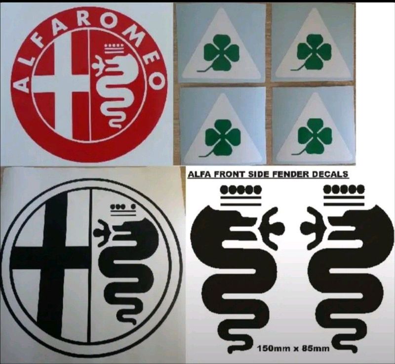 Alfa stickers decals / vinyl cut graphics / badges emblems