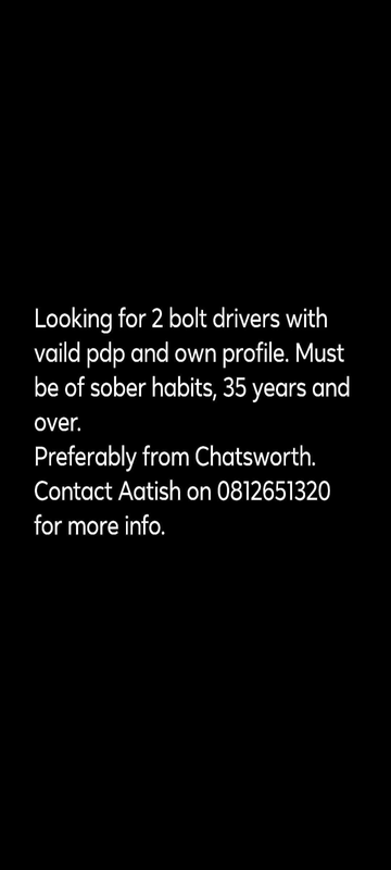 Bolt driver required