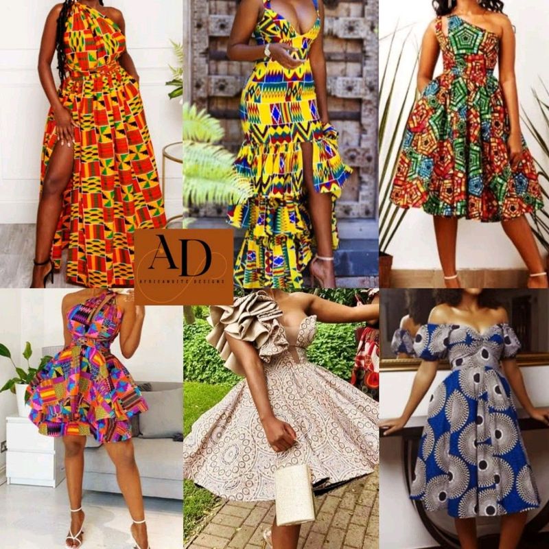 Long and Short Dresses with African Real Wax Block Print Fabric