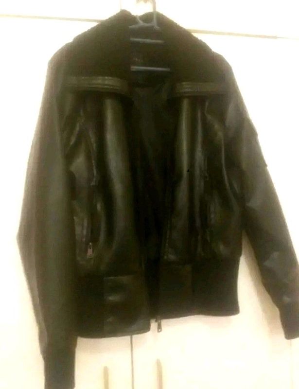 Black Leather-Look Jacket for Sale