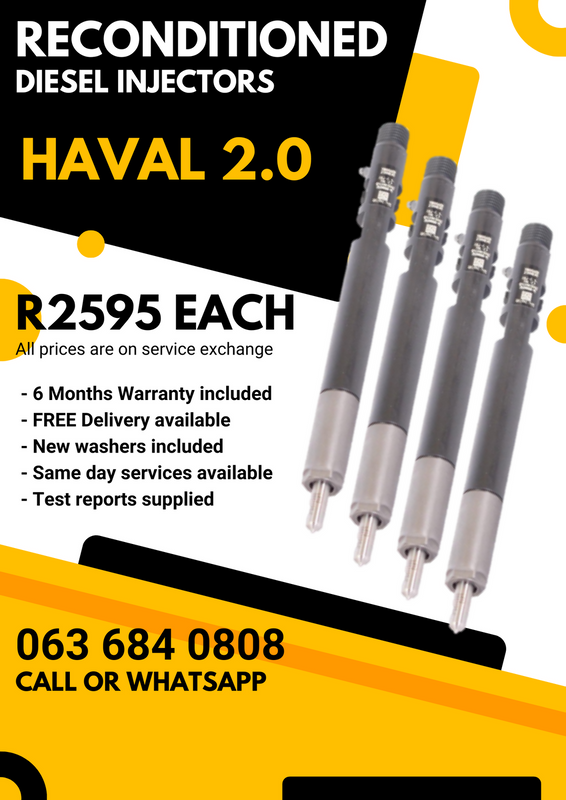 HAVAL 2.0 DIESEL INJECTORS FOR SALE WITH WARRANTY ON