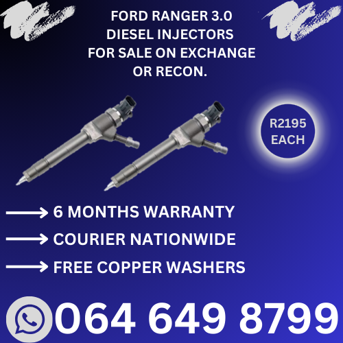 Ford Ranger 3.0 diesel injectors for sale on exchange with 6 months warranty