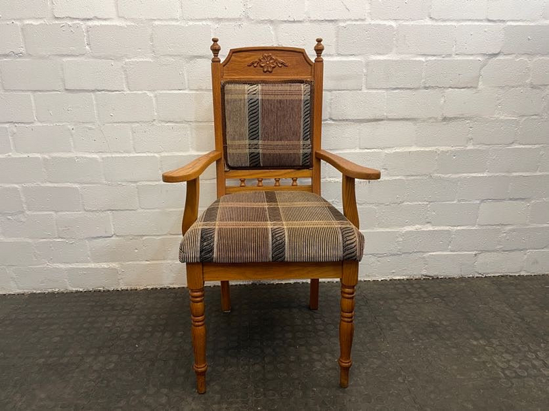 Oak Print Dining Chair With Arms - PRICE DROP- A