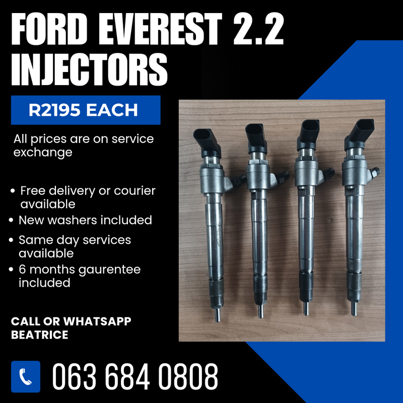 FORD EVEREST 2.2 DIESEL INJECTORS FOR SALE WITH WARRANTY ON
