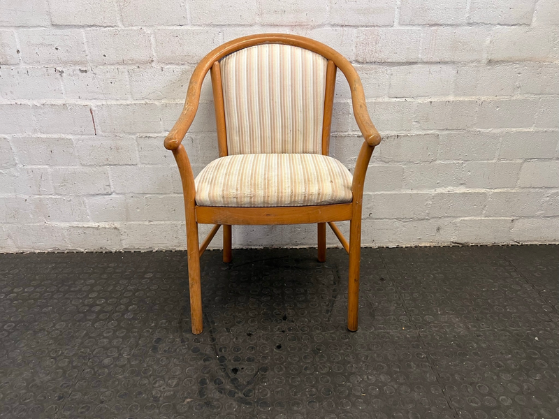 Wooden Framed and Striped Cushioned Arm Chair-