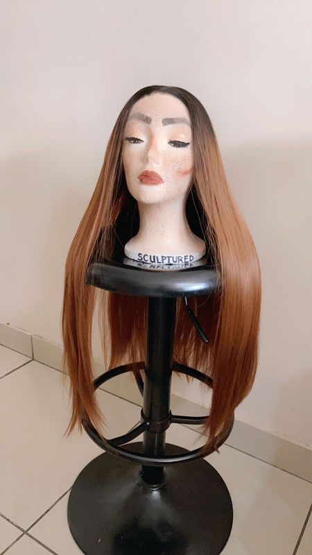 Long Brown Straight Synthetic Lacefrontal Hair Wig For sale