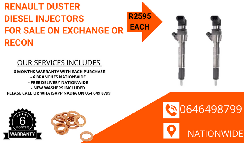 RENAULT DUSTER DIESEL INJECTORS FOR SALE ON EXCHANGE OR TO RECON