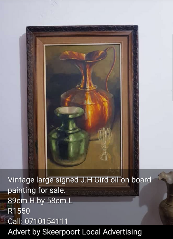 Vintage large signed J.H Gird oil on board painting for sale