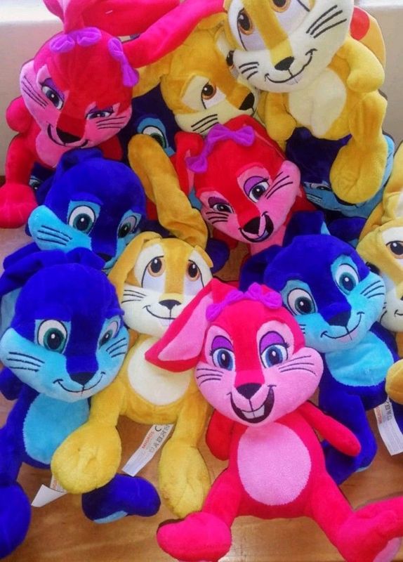 Colorful Bunnies plush soft toys.