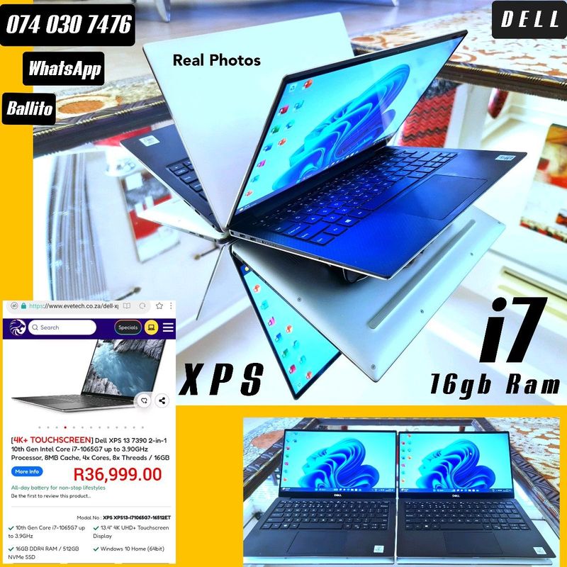 Dell xps ➡️i7 ➡️16 ram ➡️ touch ■10 gen ■ ssd ➡️sells 37k ■demo 99%mint ■whatsapp ballito