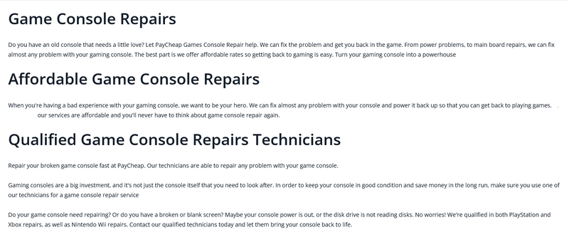 All Console Repairs &amp; Services