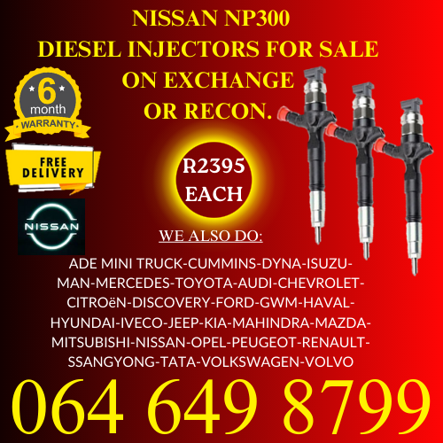 Nissan NP300 diesel injectors for sale on exchange - 6 months warranty.