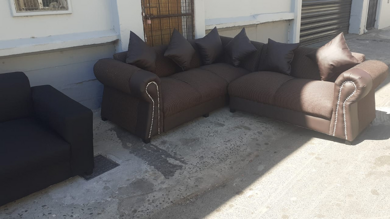 brown L shape couch