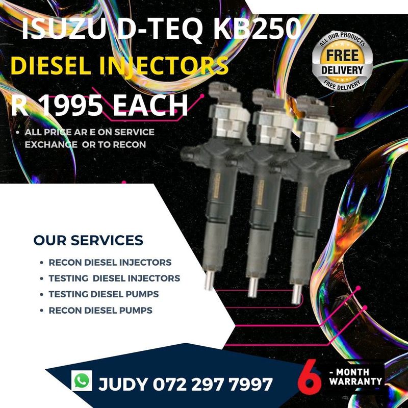 Isuzu D-TEQ KB250 Diesel Injectors for sale on service exchange or to recon