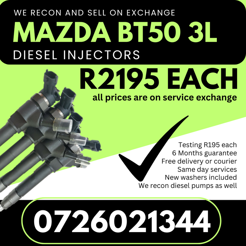 Mazda BT50 3L diesel injectors for sale