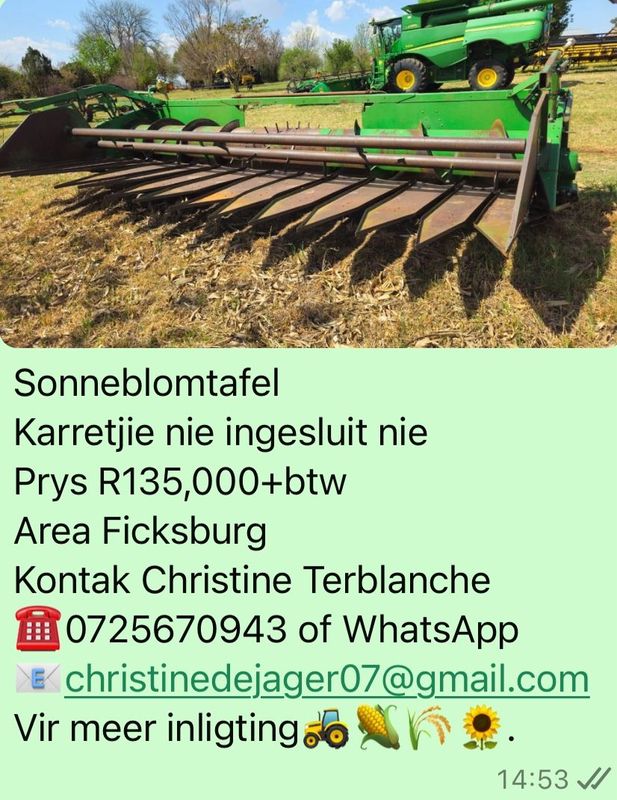 John Deere 918 Sonneblom Tafel