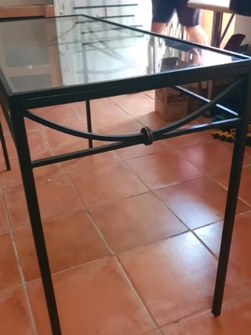 Metal-framed glass-top side table (craft-made)