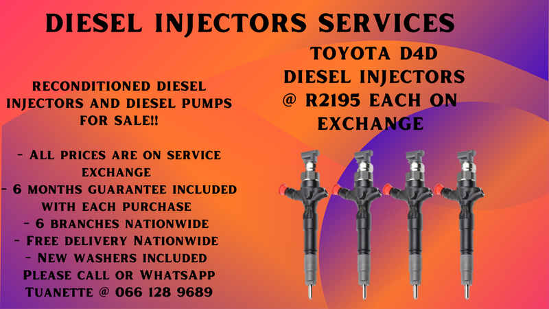 TOYOTA D4D DIESEL INJECTORS FOR SALE ON EXCHANGE OR TO RECON YOUR OWN