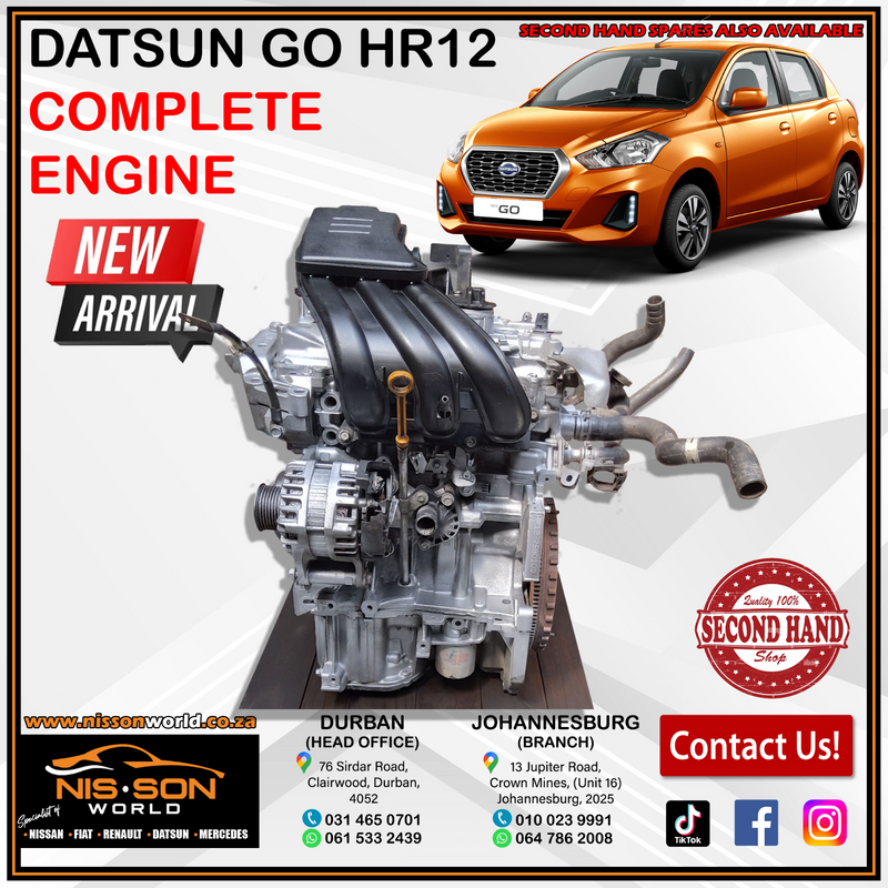DATSUN GO HR12 COMPLETE ENGINE