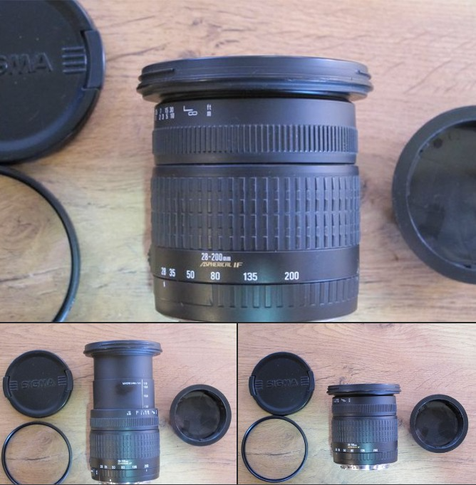 Sigma 28 - 200mm Aspherical Zoom Lens for Canon with UV Filter