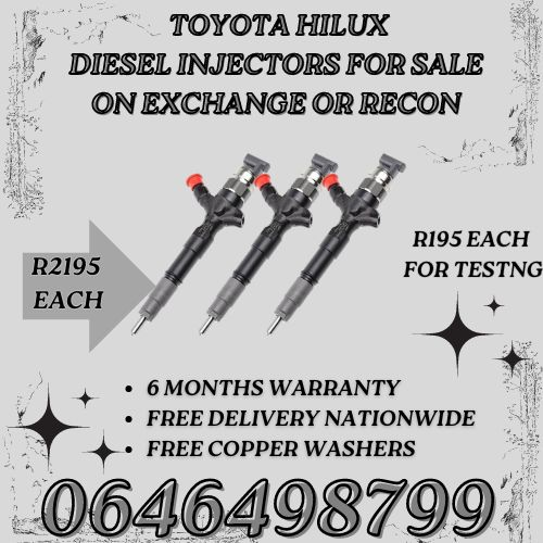 Toyota Hilux diesel injectors for sale on exchange 6 months warranty