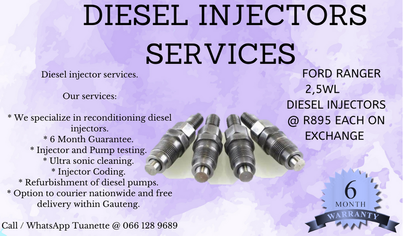 FORD RANGER 2,5 WL DIESEL INJECTORS FOR SALE ON EXCHANGE OR TO RECON YOUR OWN