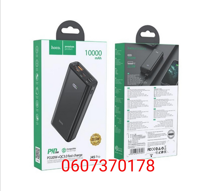 Power Bank with Fast Charging 10,000mAh Hoco J45 Pro (Brand New)
