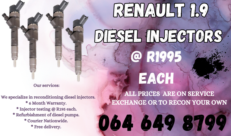 RENAULT 1.9 DIESEL INJECTORS FOR SALE 6 MONTHS WARRANTY