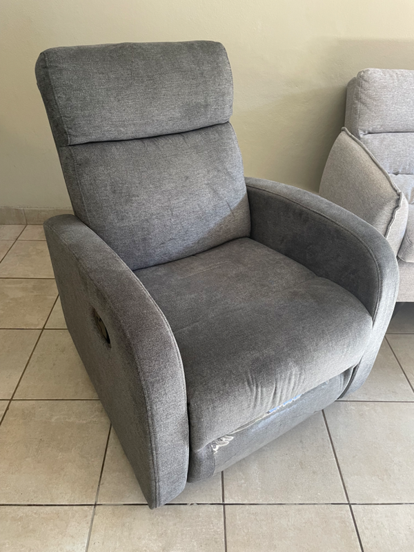 Light grey rocker recliner chair