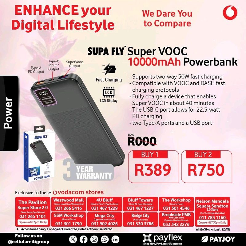 S u p a f l y super v o o c 10000m ah powerbank