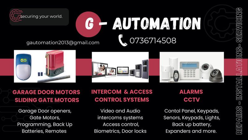 Gate motors, garage door opener, alarms &amp; intercom repairs &amp; installations