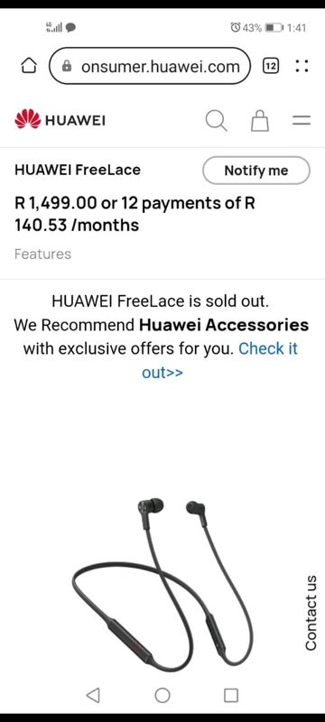 Huawei freelace earphones