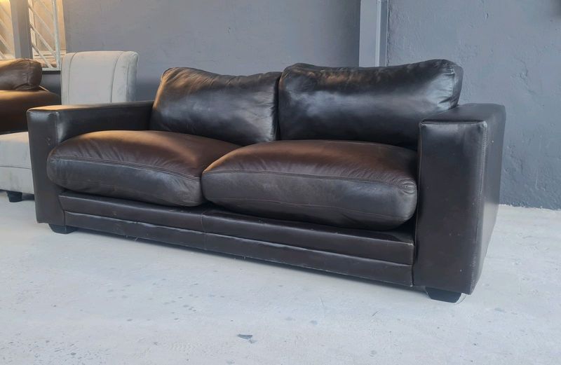 Coricraft Chobe Genuine Leather Oxblood Sofa, AVAILABLE