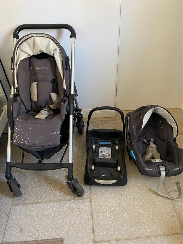 Bebe Confort Streety Plus Stroller Pack includes pram, car seat that also fit onto pram and car fix