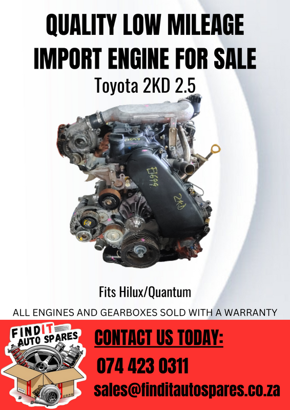 Toyota 2KD Hilux engine complete no gearbox