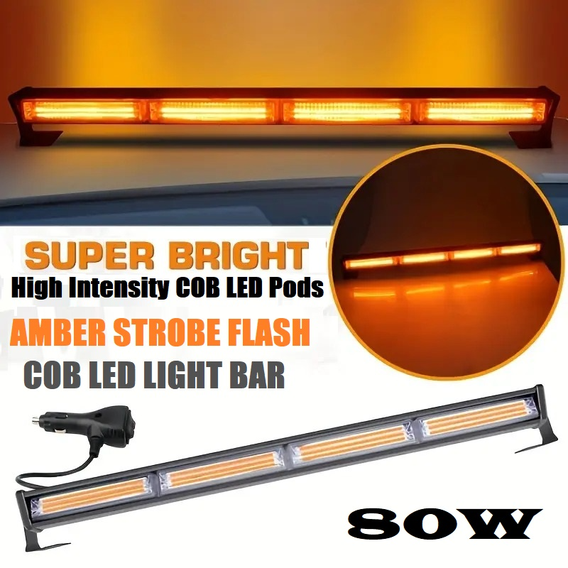 Amber Orange Yellow COB LED Strobe Flash Vehicle Light Bars. Single Sided. Brand New Products.