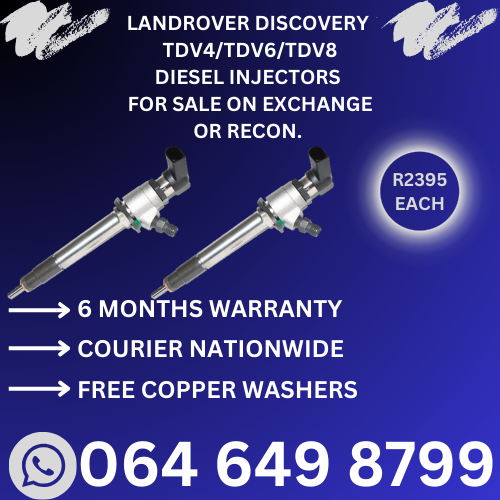 Land Rover Discovery TDV8 diesel injectors for sale with 6 months warranty