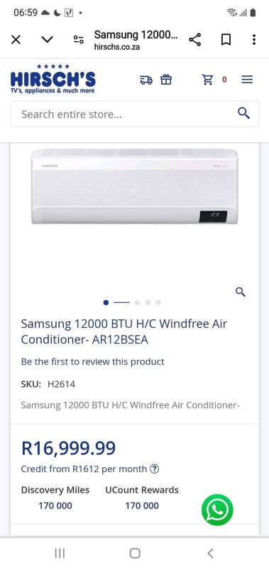 Samsung 12000 btu windfree aircon