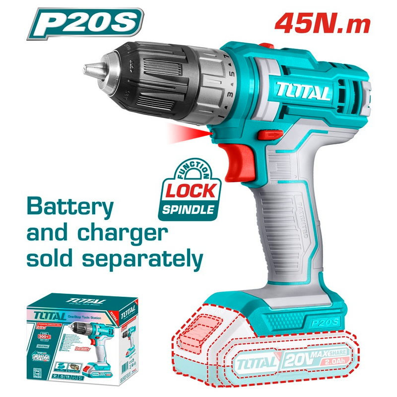 TOTAL TOOLS CORDLESS DRILL 45NM 20V (TOOL ONLY)