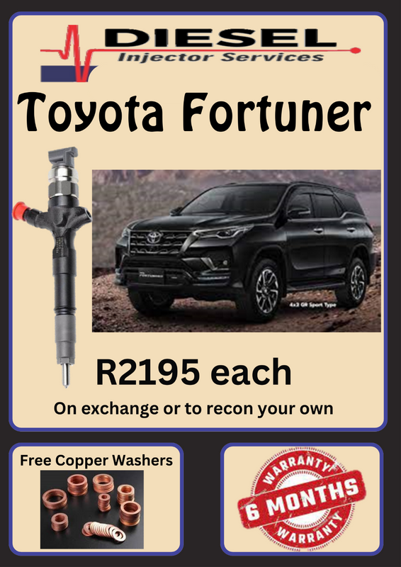 TOYOTA FORTUNER DIESEL INJECTORS/ FREE COPPER WASHERS