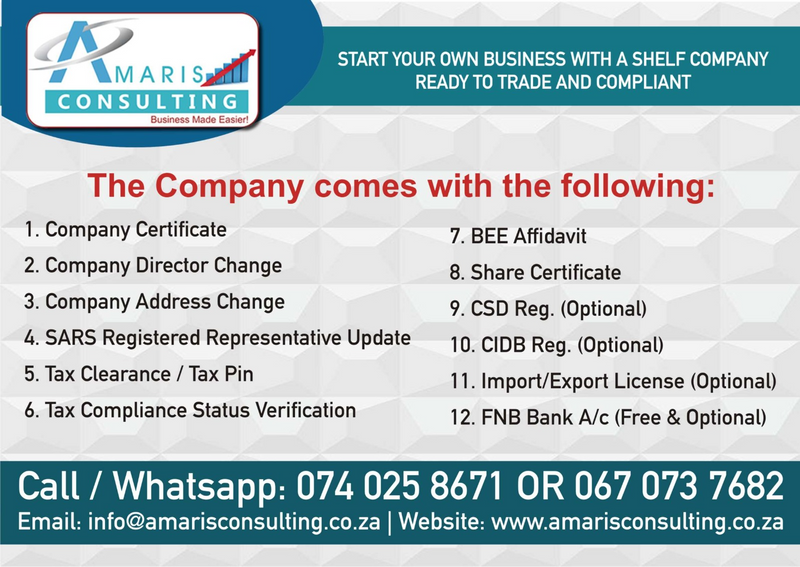 SHELF COMPANIES READY TO TRADE AND COMPLIANT, COMPANY REGISTRATIONS, TAX SERVICES AND FINANCIALS