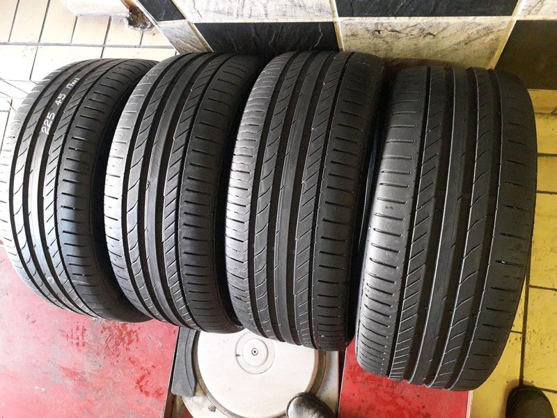 225/45/17×4 runflat  continental we are selling quality used tyres at affordable prices call/whatsAp