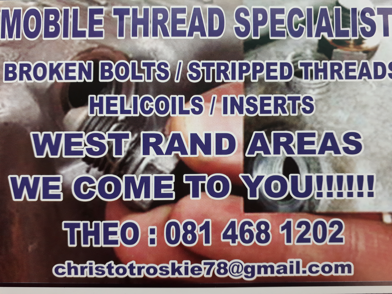 BROKEN BOLT REMOVAL, STRIPPED THRESD REPAIR, GLOPLUGS, SUMPPLUGS, SPARKPLUGS HELICOILS AND INSERTS.