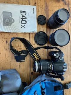 Nikon D40X with three lenses in bag