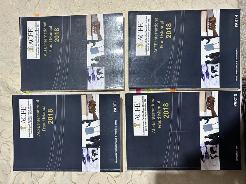 ACFE Fraud Manual. Excellent condition. R250 for all 4 books