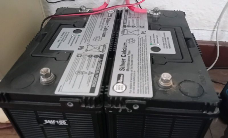 2 Truck batteries with charger and inverter