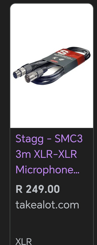 Stagg 3m mic cables