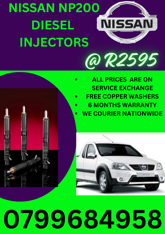 NISSAN NP200 DIESEL INJECTORS/ 6 MONTHS WARRANTY