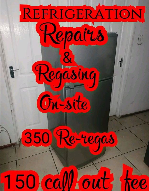 Onsite reparing and regas fridges and freezer